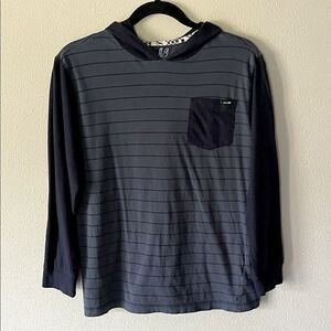 Youth Amplify, Blue and Black Striped Hoodie. Size Medium.